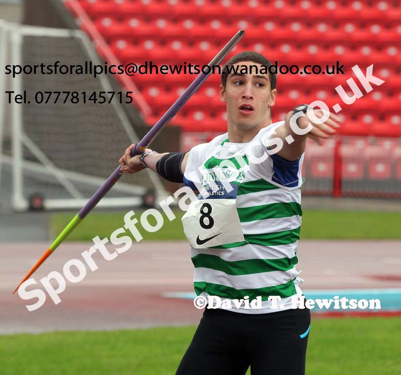 James Bondgart (WGEL) javelin winner, British National League, Division 1, Gateshead. Photo: David T. Hewitson/Sports for All Pics